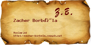 Zacher Borbála névjegykártya